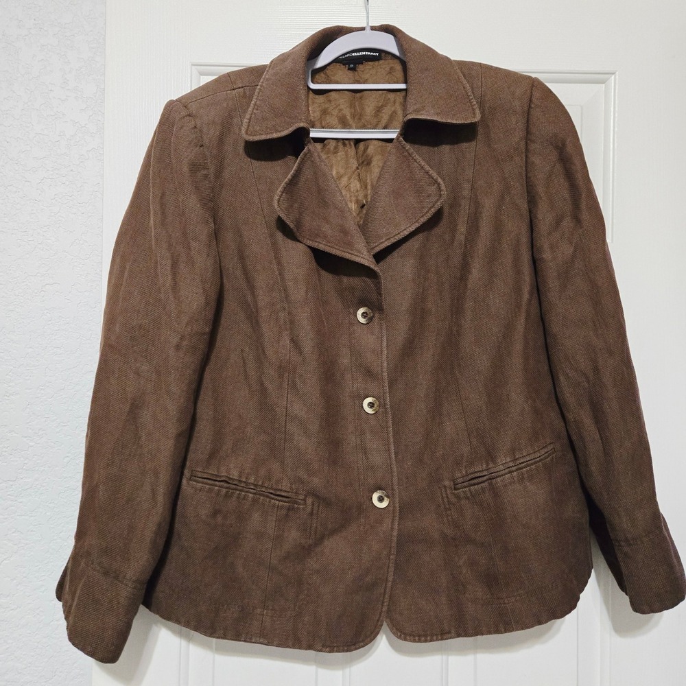 Linda‎ Allard Ellen Tracy Brown Textured Blazer Jacket Size B